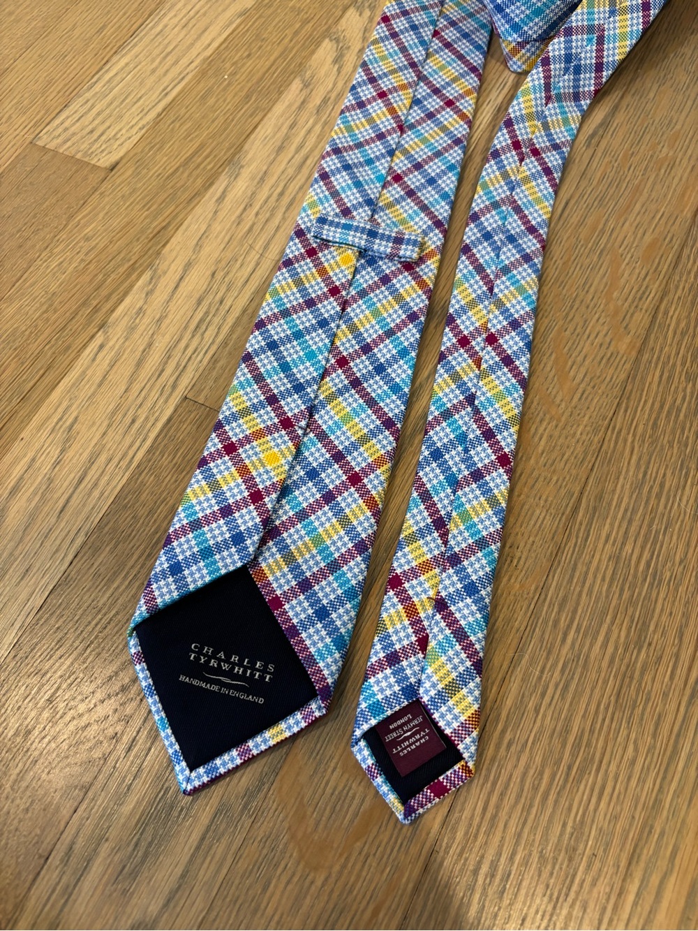 Charles Tyrwhitt 100% Silk Multicolor Plaid Check Men's Tie Classic Woven